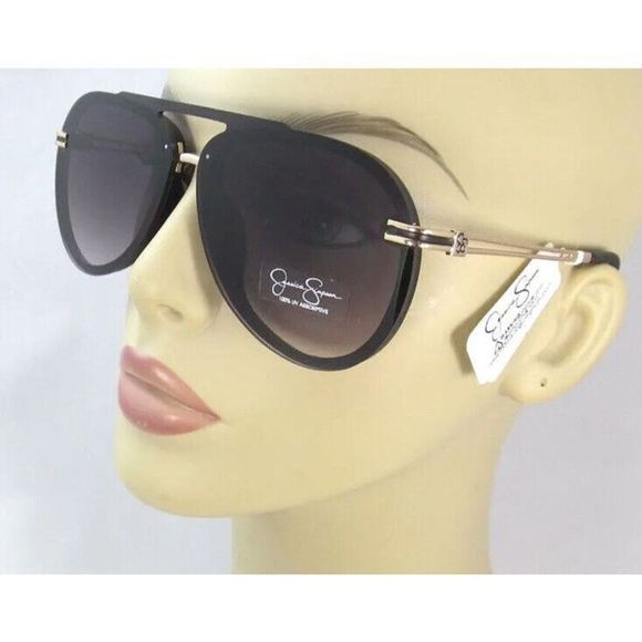 JESSICA SIMPSON J6195 SMK Matte Black Teardrop-Gold rimmed Sunglasses $50+ - Picture 9 of 9